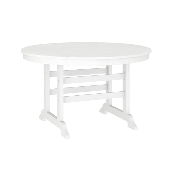 Flash Furniture Colonel Commercial Grade Indoor/Outdoor 48-in Rnd Recycled HDPE Adirondack Dining Table for 4, Wht LE-HMP-248-01-WHT-GG - main